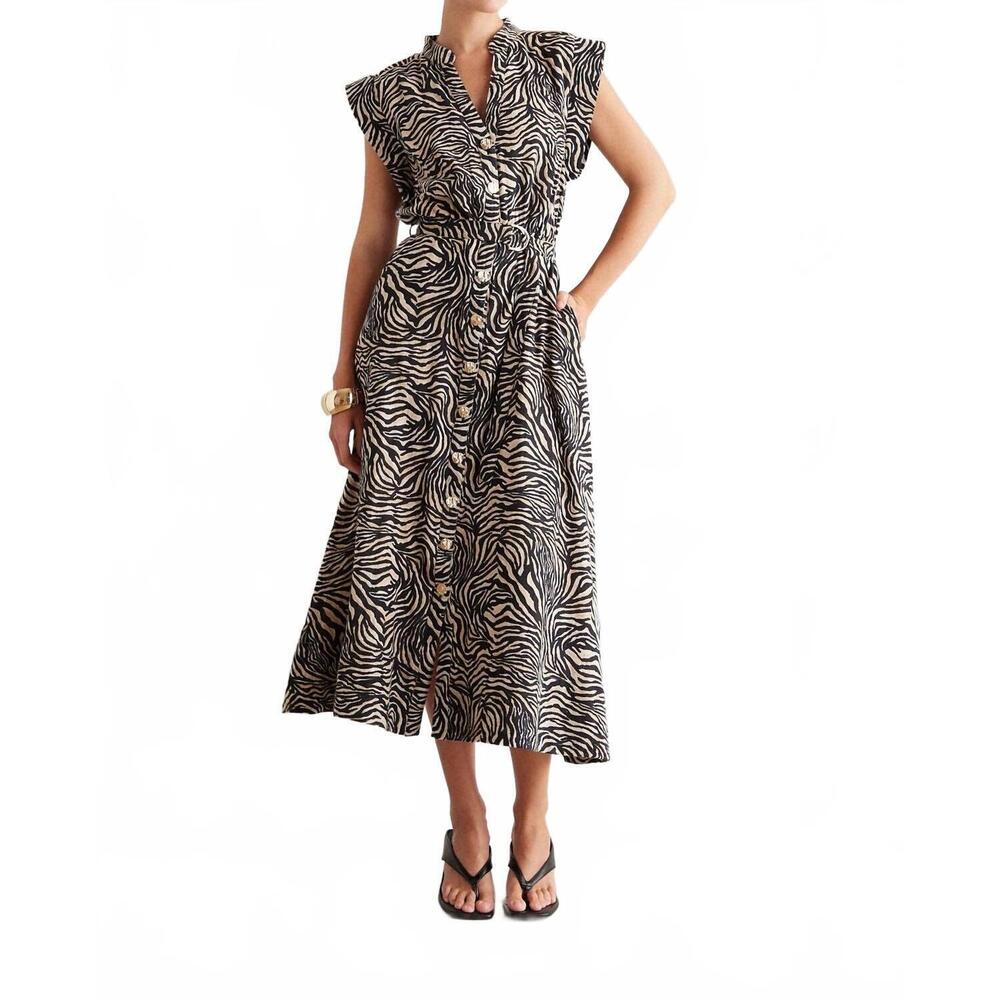 NEW JS71 collins dress in tan/black print